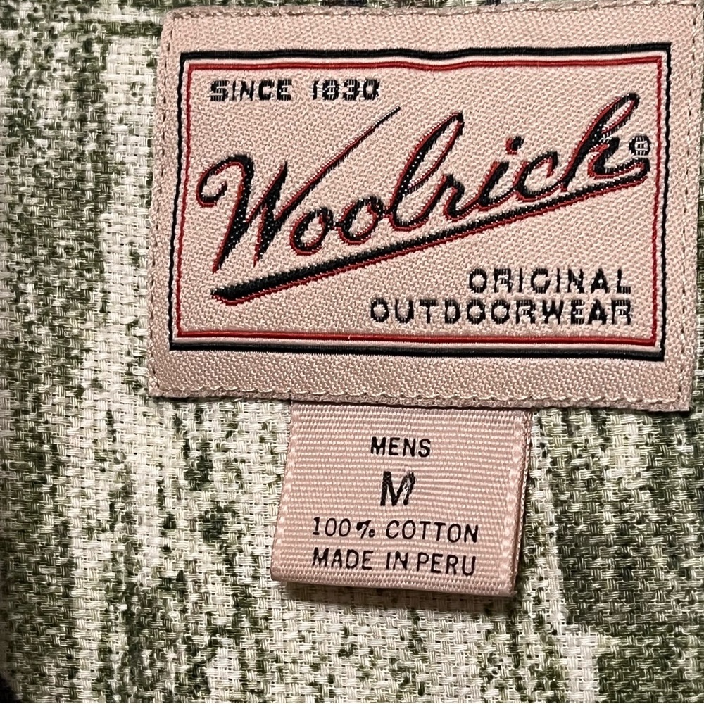 Vtg WOOLRICH Mens M Golfer Print Shirt Button Down Woven Short Sleeve Green 90s - Picture 8 of 15